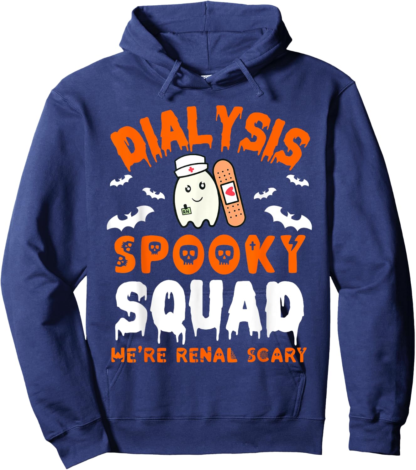 Halloween Dialysis Tech Ghost Nurse Halloween Kidney Renal Hoodie - Hoodie | Navy