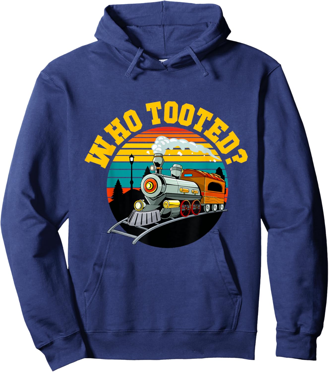 Who Tooted Funny Retro Vintage Train Lovers Railroad Boys Hoodie - Hoodie | Navy