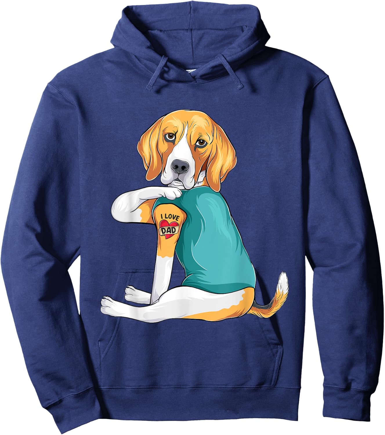 Father's Day gift funny dog Dad Beagle i love Dad tattoo Hoodie - Hoodie | Navy