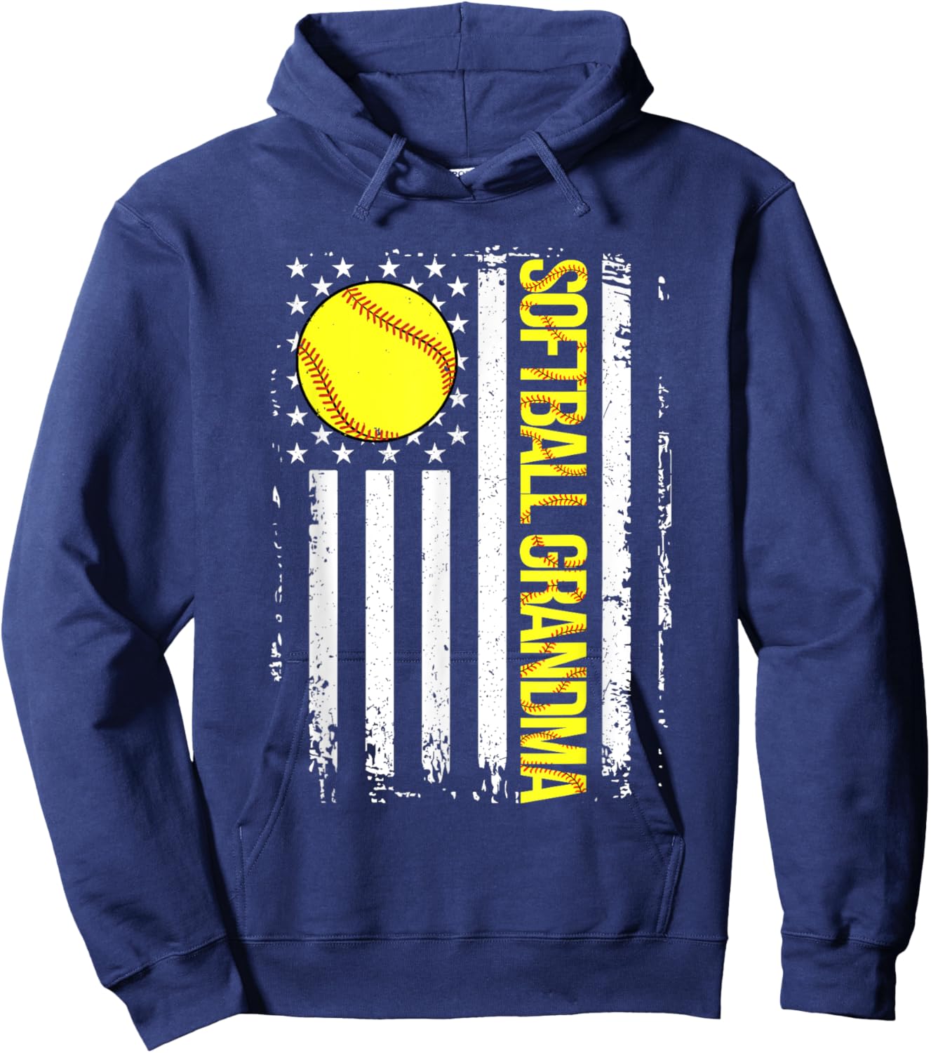 Softball Grandma American Flag Vintage ic Game Day Men Hoodie - Hoodie | Navy