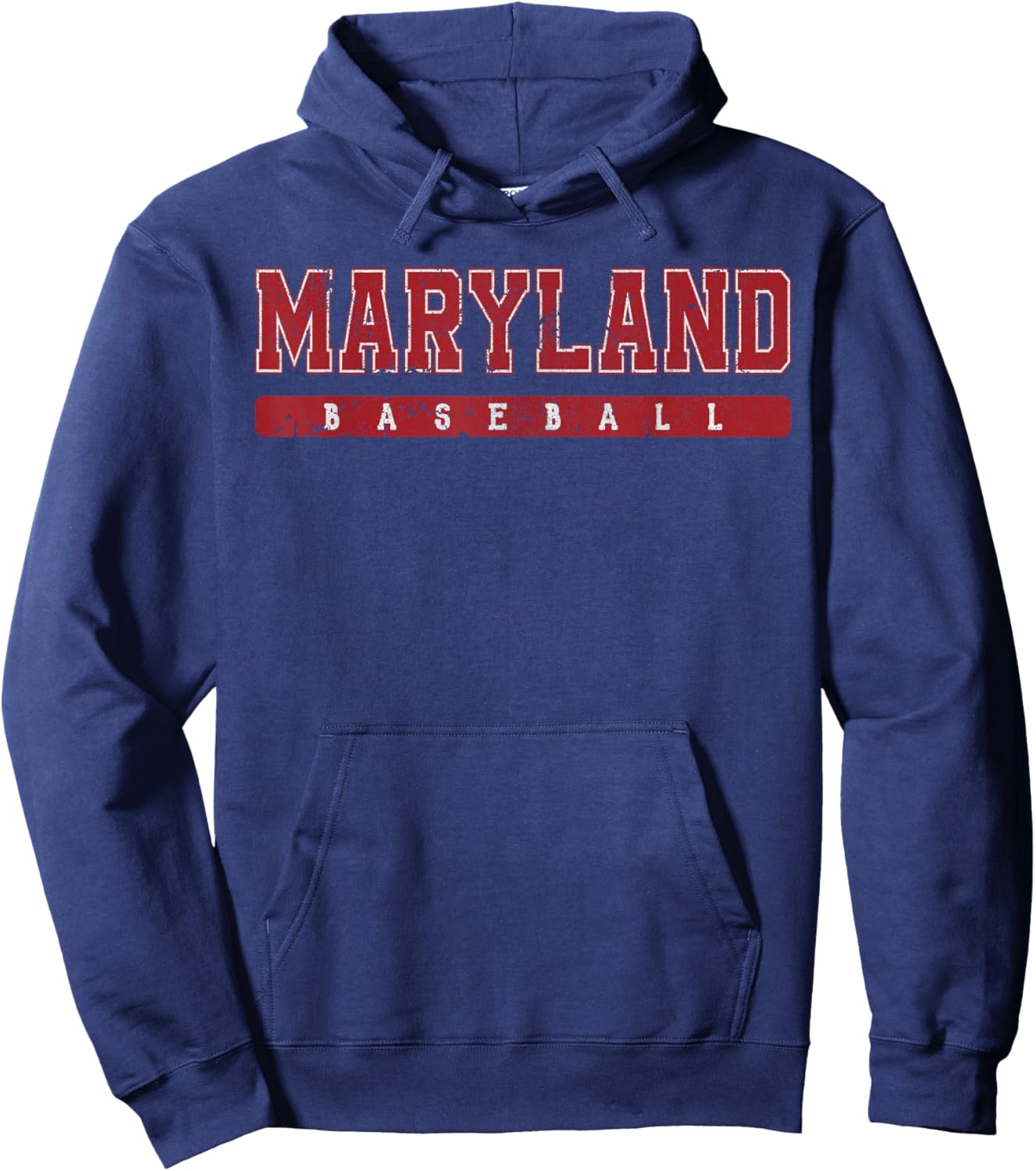 Maryland Baseball Red Vintage Text Hoodie - Hoodie | Navy