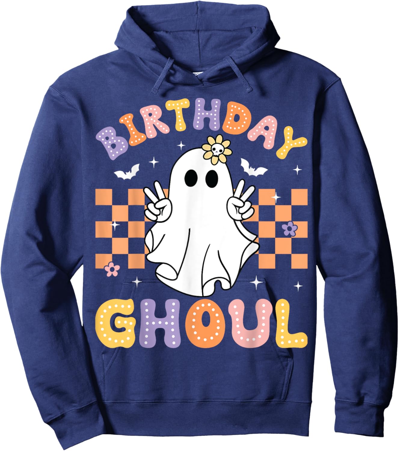 Birthday Ghoul Ghost Groovy Funny Halloween Birthday Party Hoodie - Hoodie | Navy