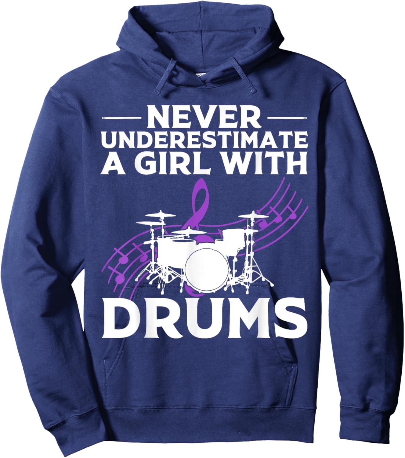 Funny Drummer Art For Girls Women Drumming Drum Set Drummer Hoodie - Hoodie | Navy