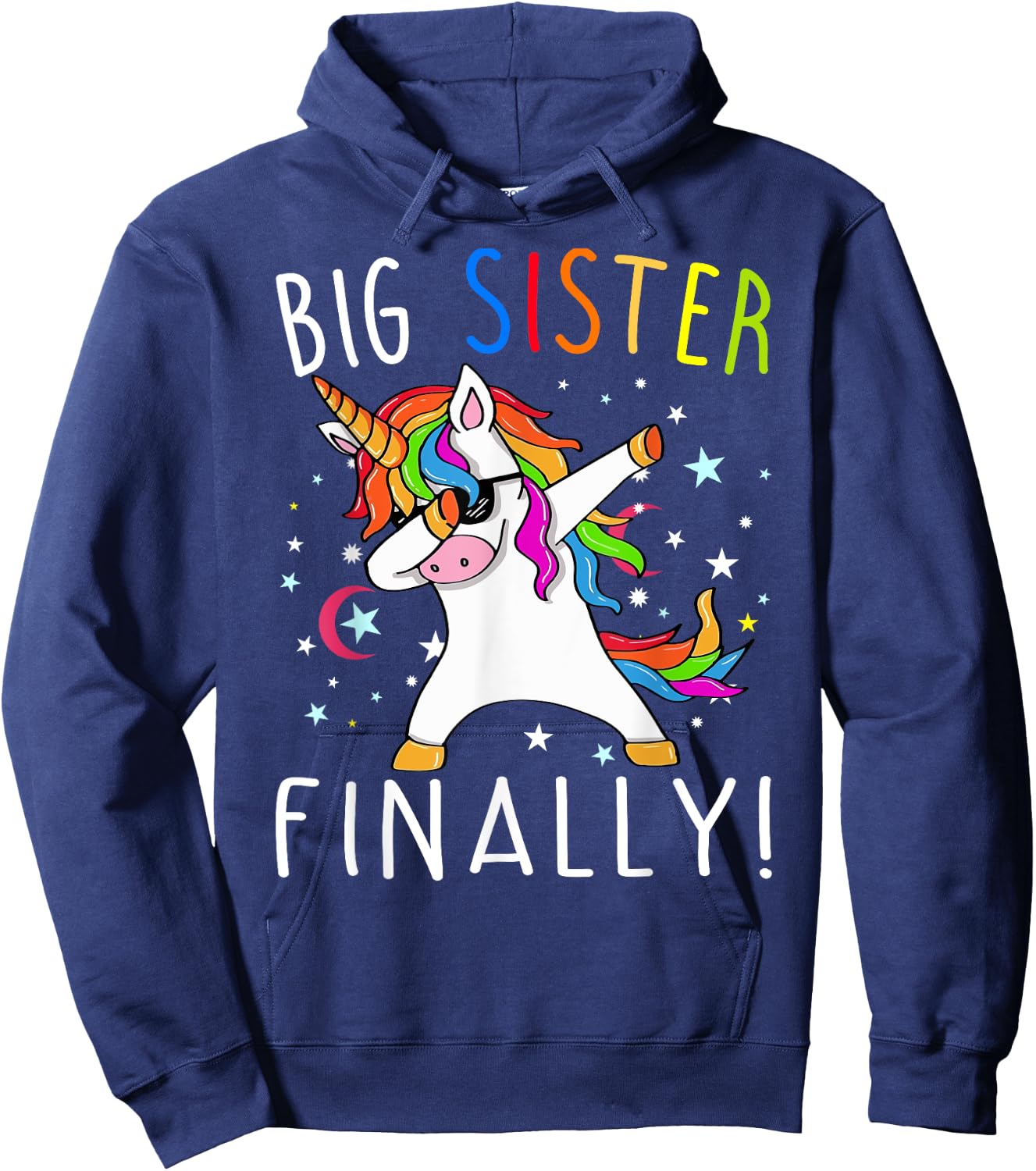 Big Sister Finally Unicorn Shirt - Unicorn shirt for Girl Hoodie - Hoodie | Navy