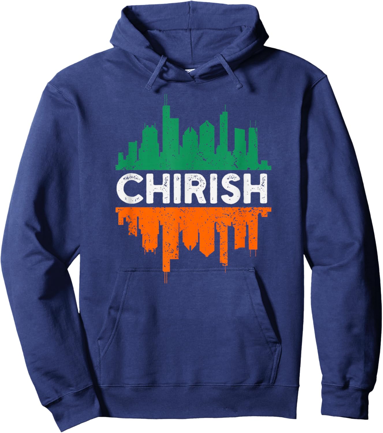 Chirish funny Chicago St Patrick's day parade Irish flag Hoodie - Hoodie | Navy