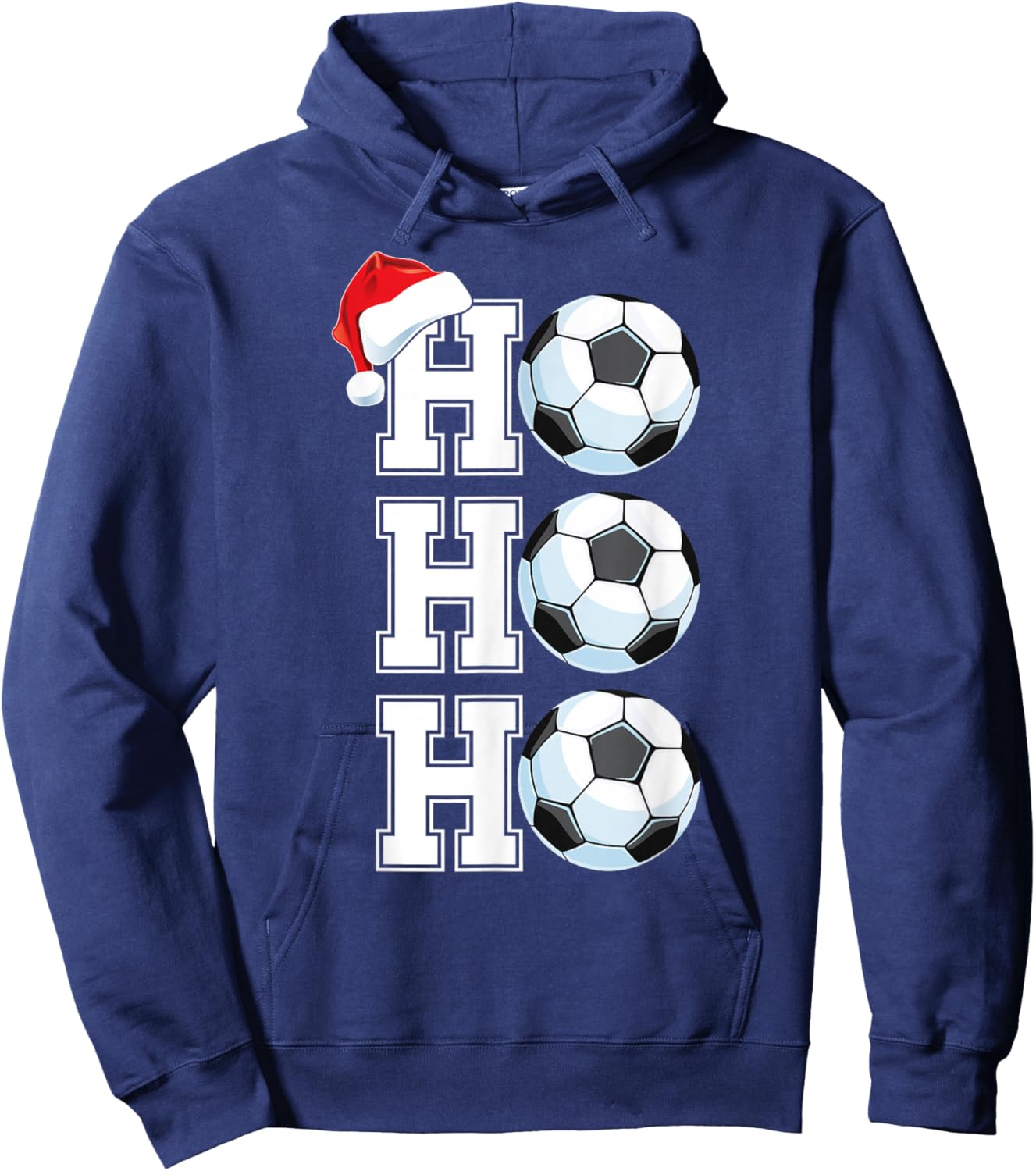 Ho Ho Ho Boys Christmas Sports Soccer Player Toddler Xmas Hoodie - Hoodie | Navy