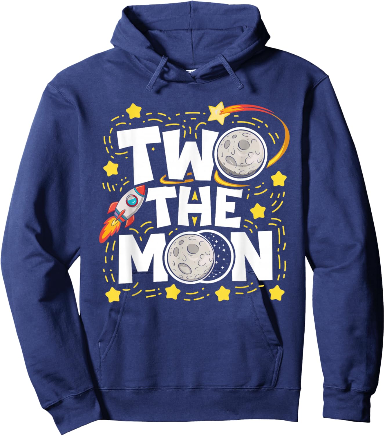 Two The Moon 2nd Birthday Girl Boy 2 Year Old Toddler Hoodie - Hoodie | Navy