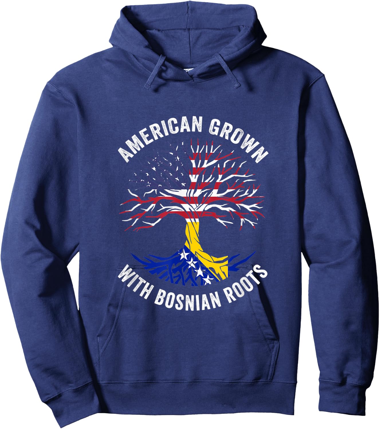 USA American Grown With Bosnian Roots Bosnia and Herzegovina Hoodie - Hoodie | Navy