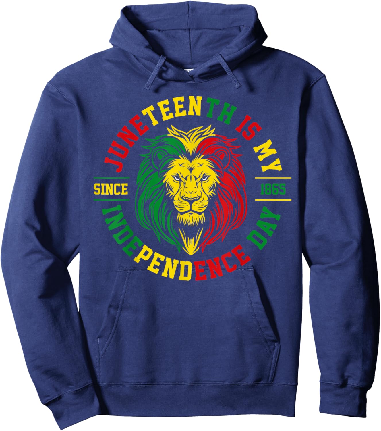Juneteenth Is My Independence Day Lion Free Ish Since 1865 Hoodie - Hoodie | Navy