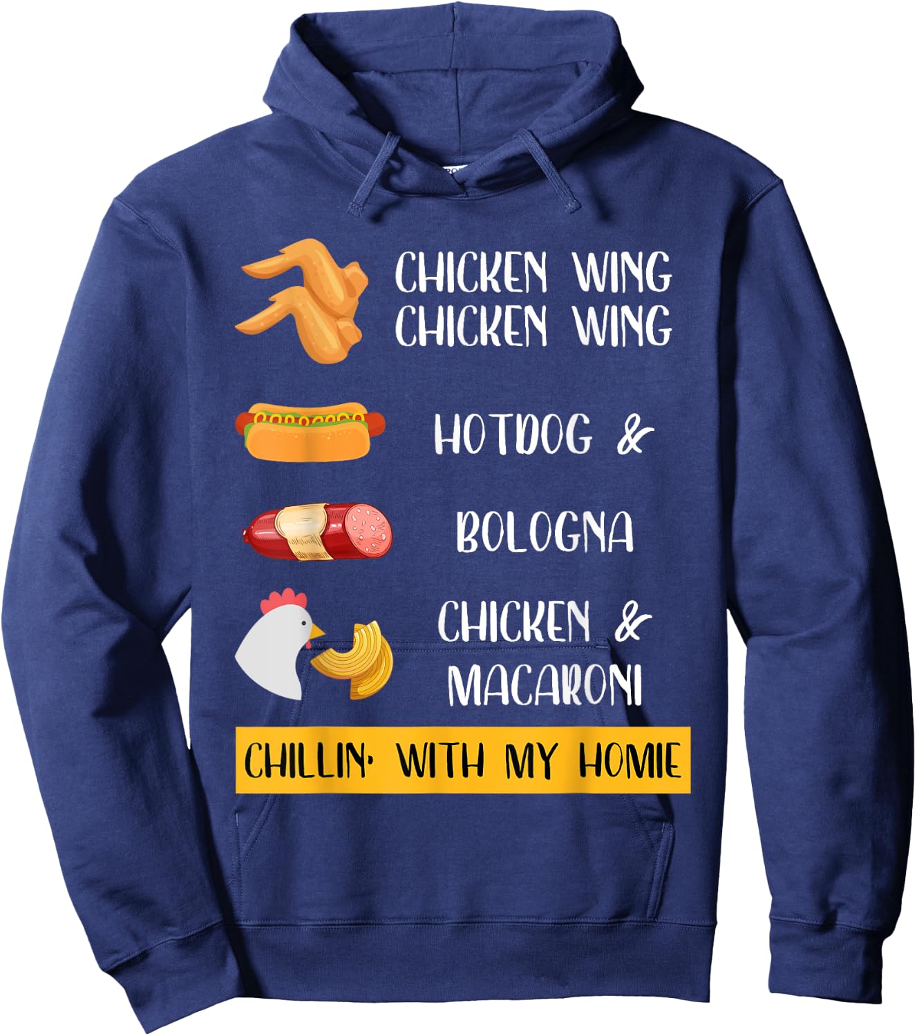 Chicken Wing Chicken Wing Hotdog and Bologna Shirt Kids, Men Hoodie - Hoodie | Navy