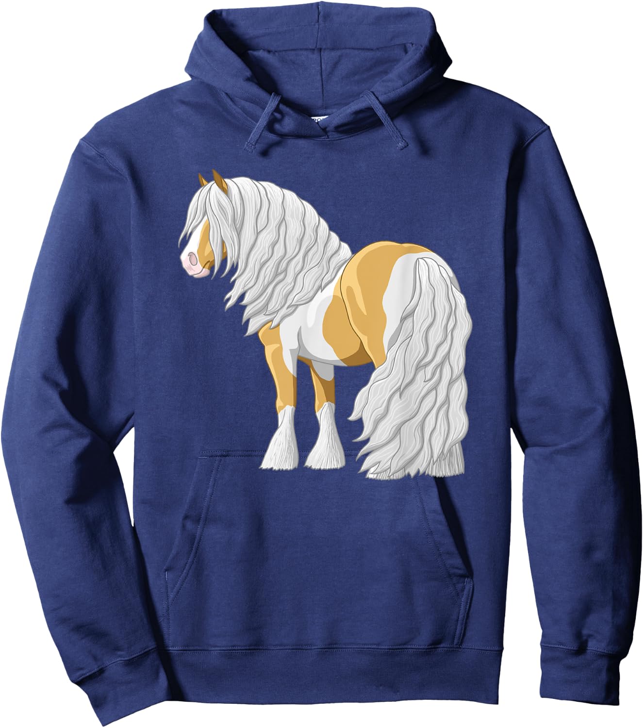 Palomino Pinto Skewbald Gypsy Vanner Irish Cob Draft Horse Hoodie - Hoodie | Navy