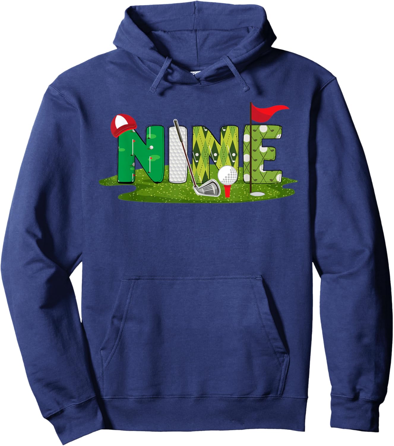 9th Birthday Golf Theme 9 Year Old Kids Sport Party Hoodie - Hoodie | Navy