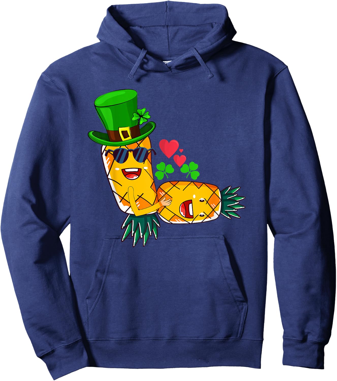 Irish Swinger Upside Down Pineapple Making Love Shamrock Hat Hoodie - Hoodie | Navy
