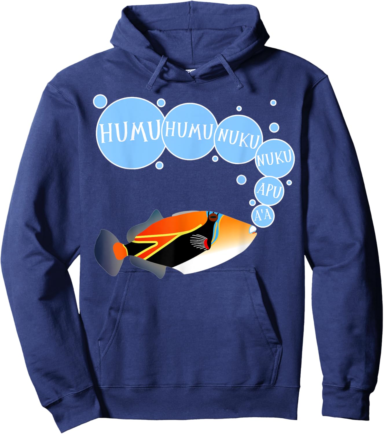 Humuhumunukunukuapua'a Funny Cute Design Hawaii State Fish Hoodie - Hoodie | Navy