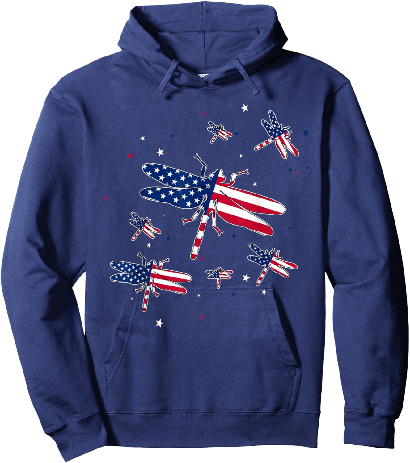 Cute Dragonfly Patriotic Women Girl 4Th of July Fireworks Hoodie - Hoodie | Navy