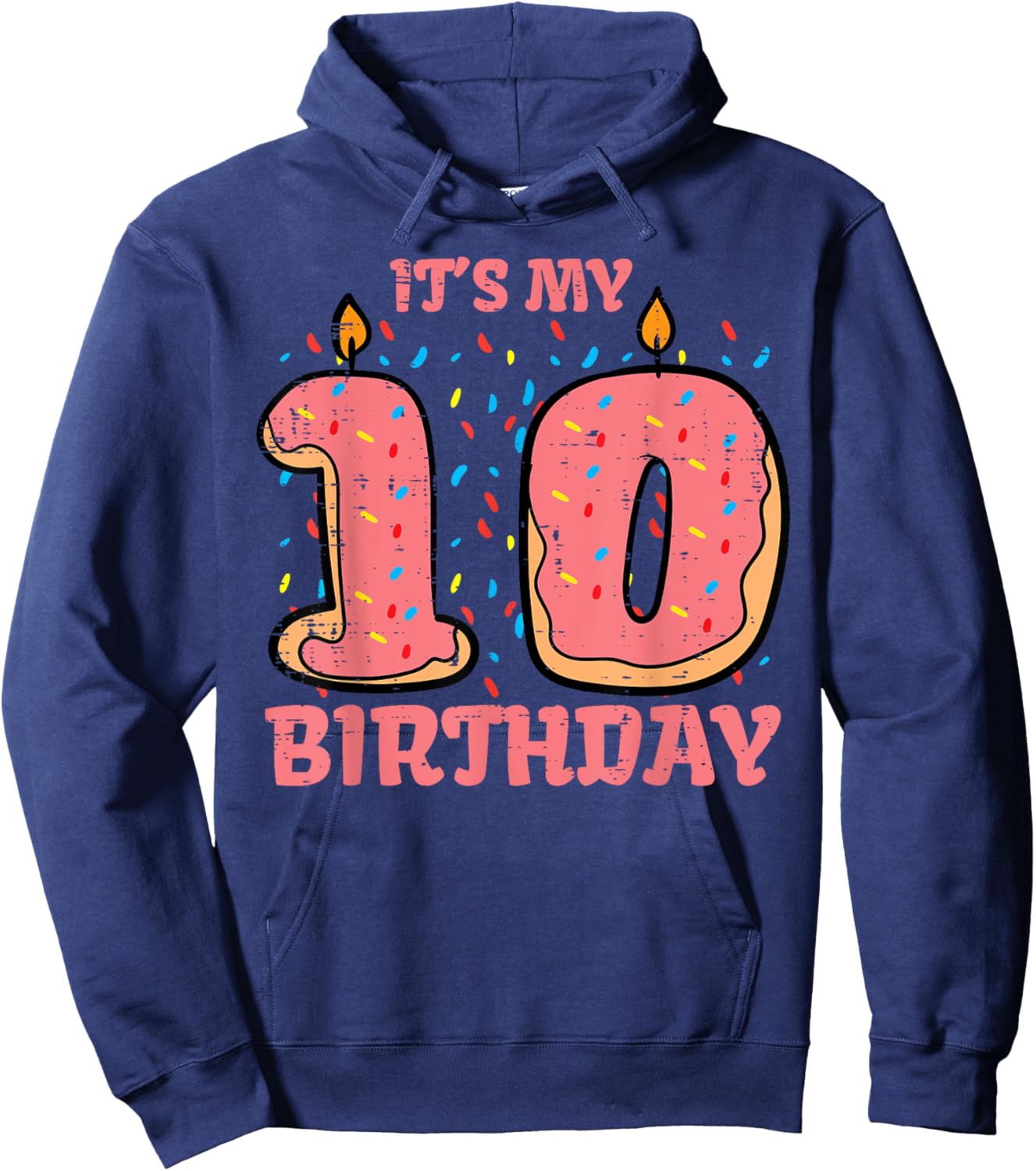 Its My 10th Birthday Cake 10 Years Old Bday Girls Boys Kids Hoodie - Hoodie | Navy