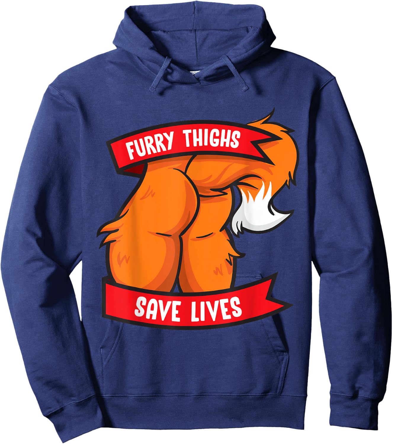 Fox Furry Thighs Save Lives Proud Furry Pride Fandom Hoodie - Hoodie | Navy