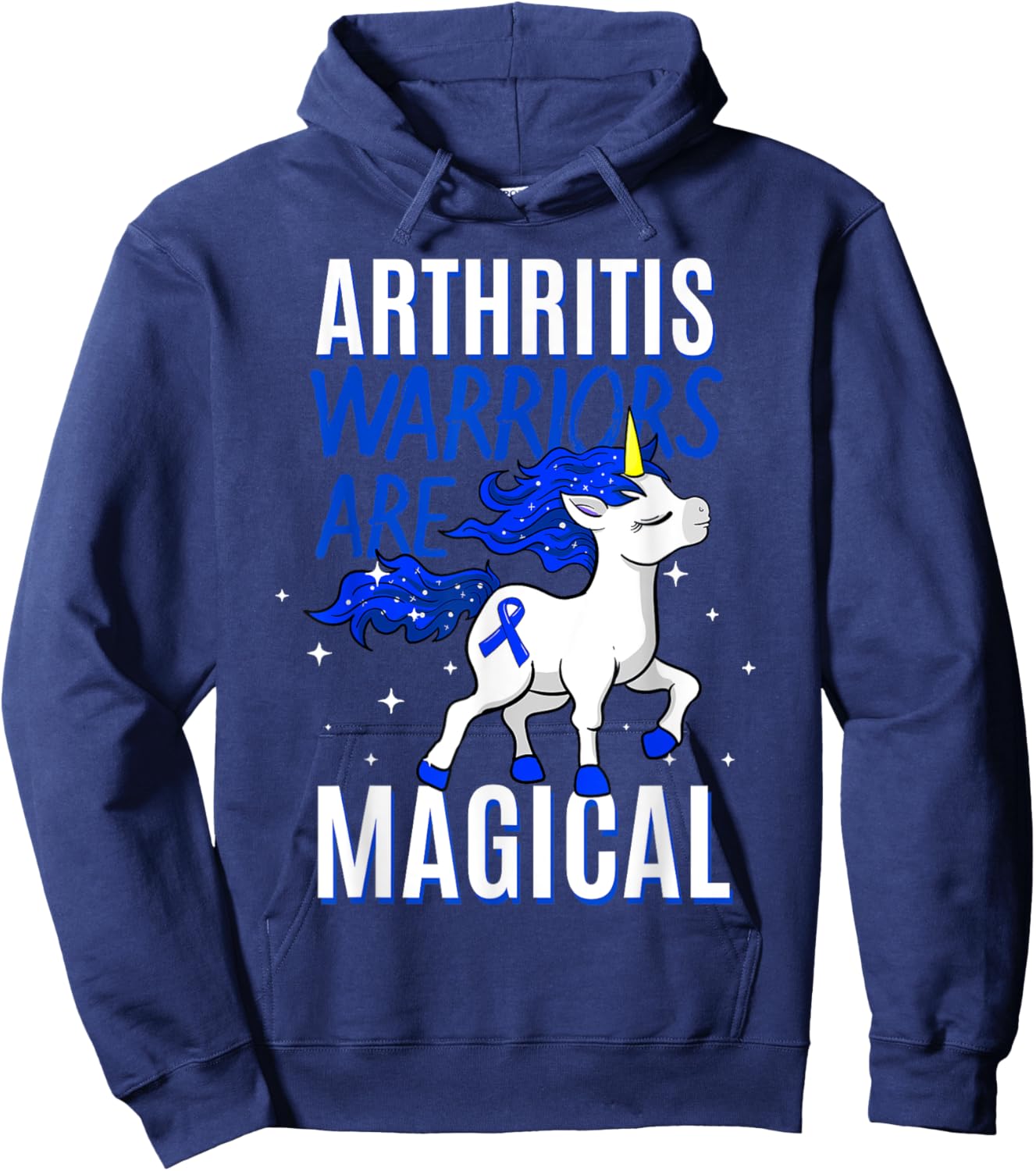 Arthritis Warrior Magical Unicorn Blue Ribbon Inflammation Hoodie - Hoodie | Navy