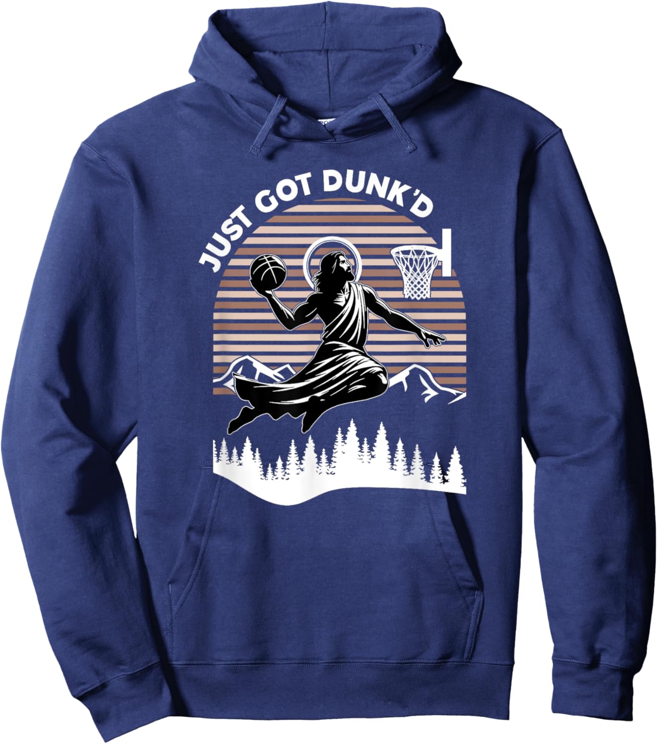 Just Got Dunked, Funny Basketball Jesus Hoodie - Hoodie | Navy