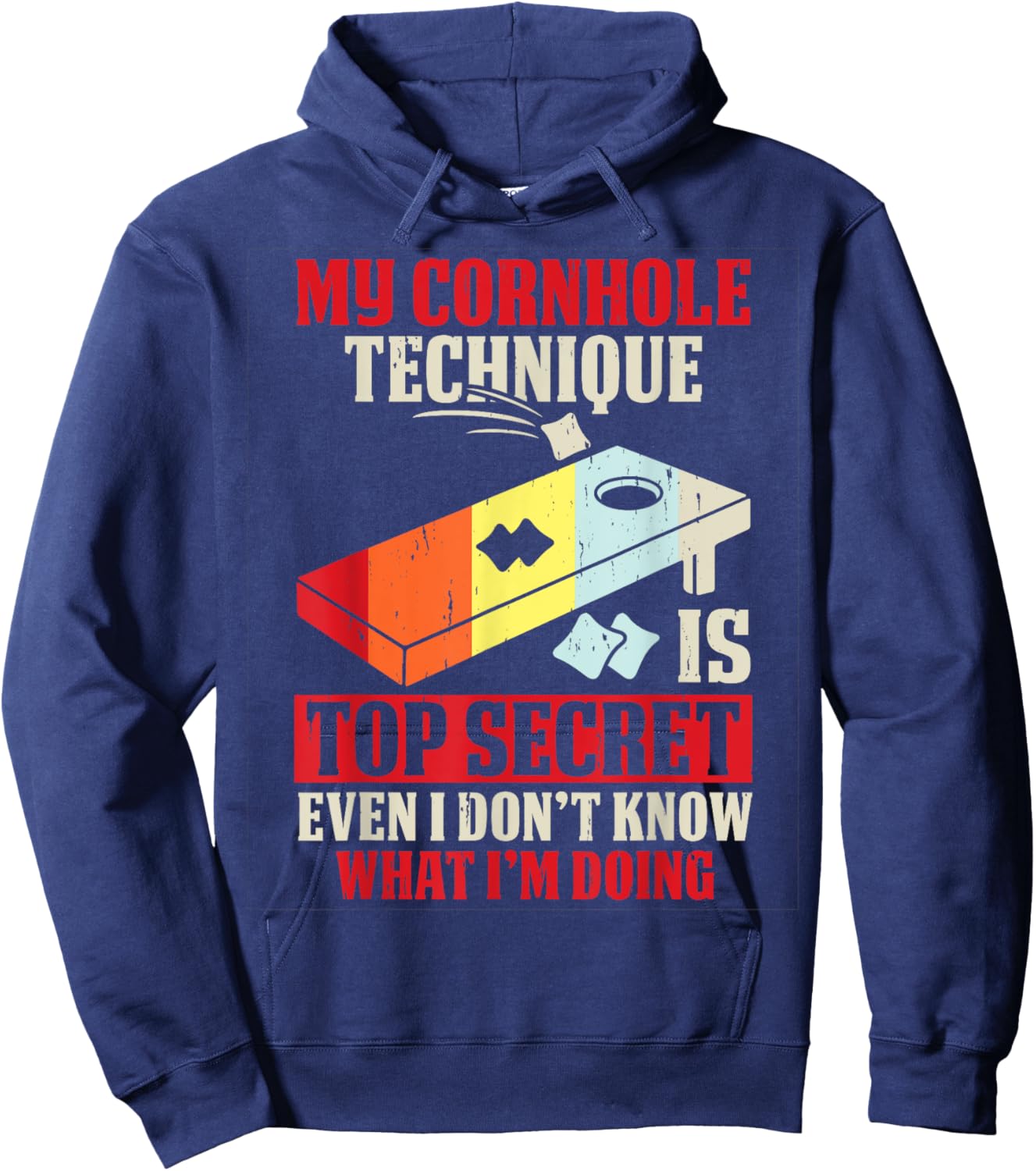 Funny Cornhole , Small, Black Hoodie - Hoodie | Navy
