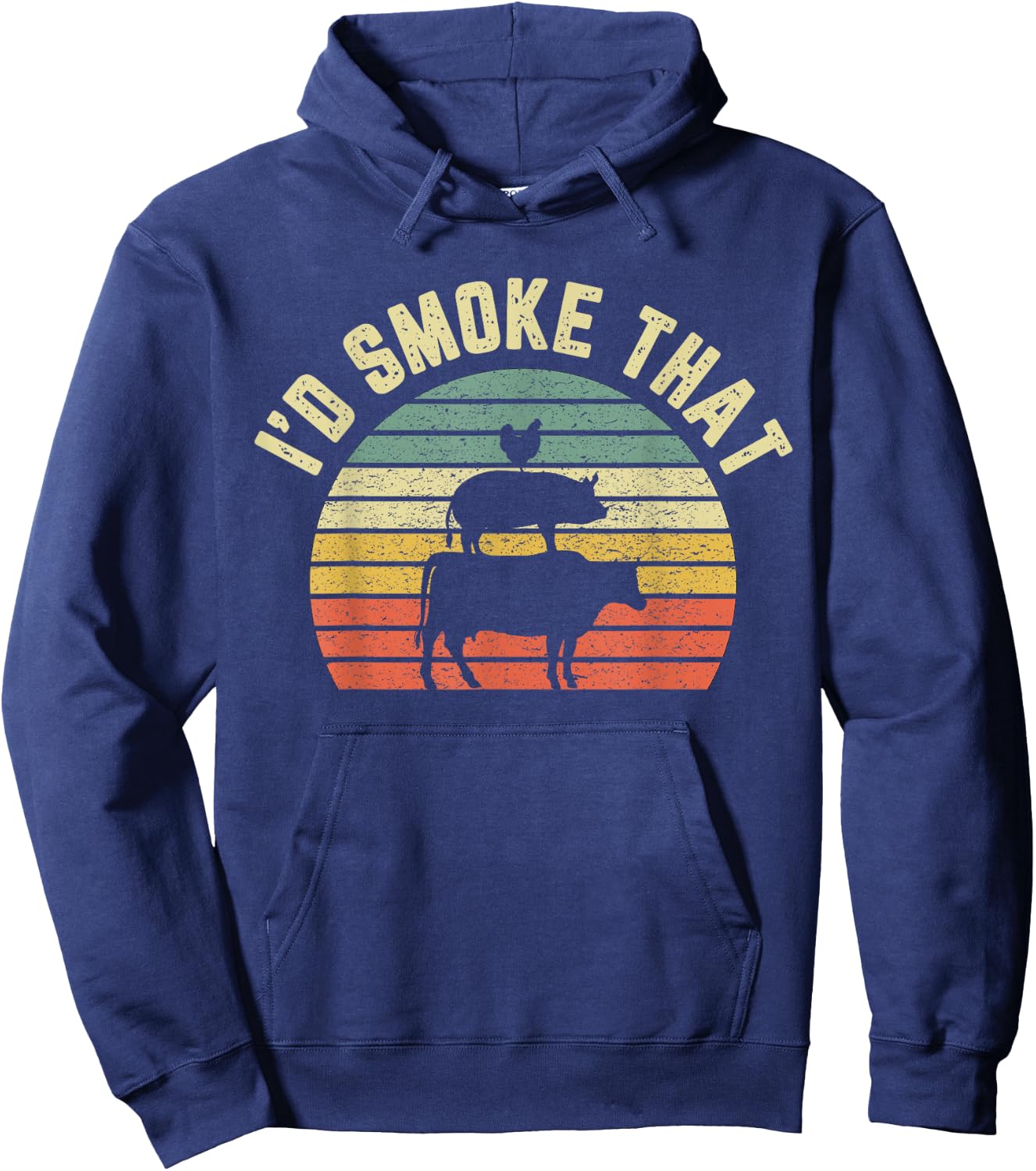 Funny BBQ Shirt I'd Smoke That Retro Barbeque Grilling Gift Hoodie - Hoodie | Navy