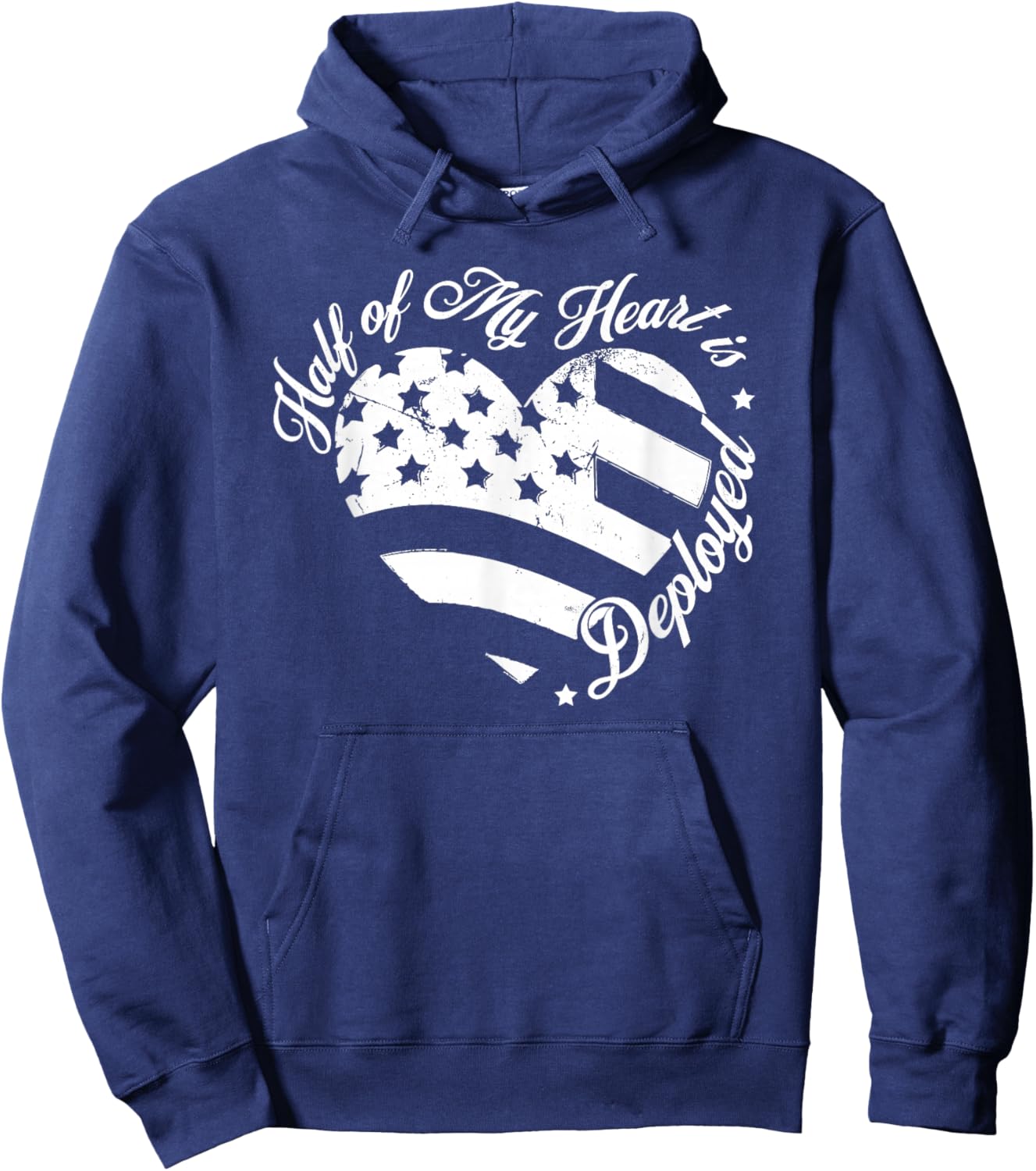 Half of My Heart is Deployed Husband Wife Deployment Gifts Hoodie - Hoodie | Navy