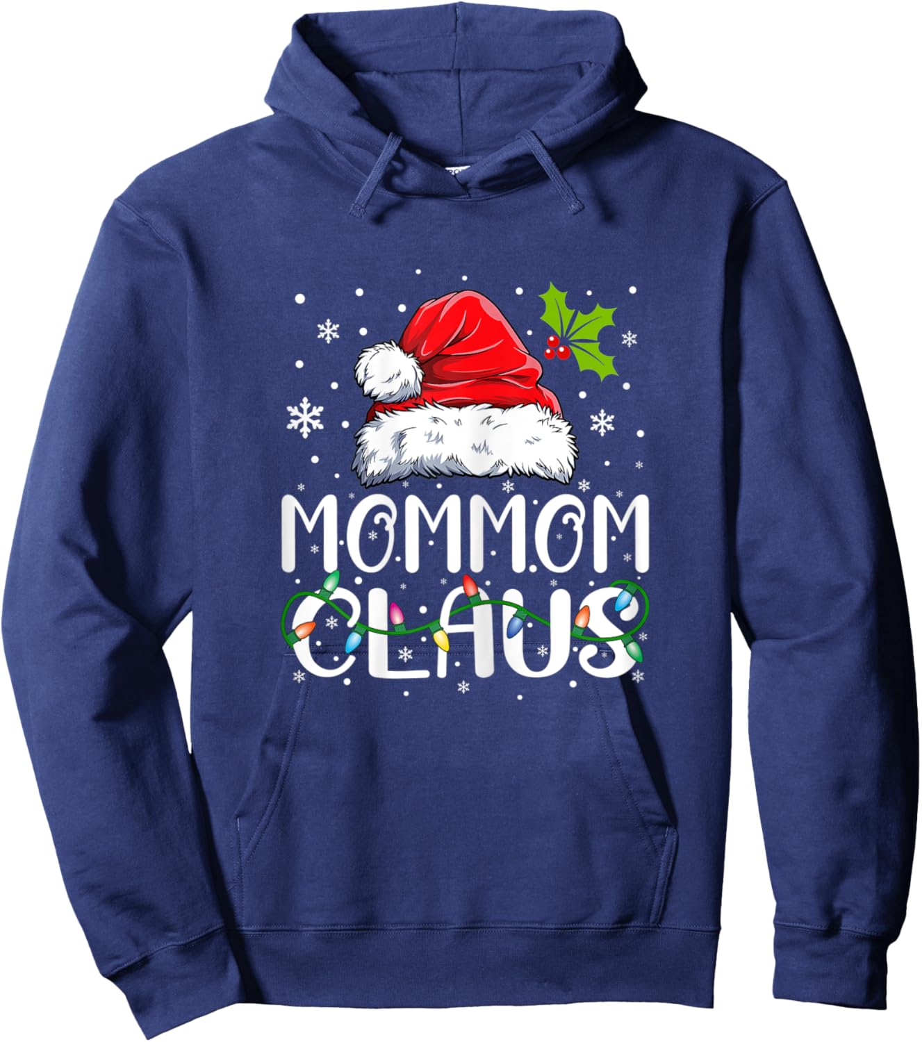 Mommom Claus Xmas Santa Matching Family Christmas Pajamas Hoodie - Hoodie | Navy