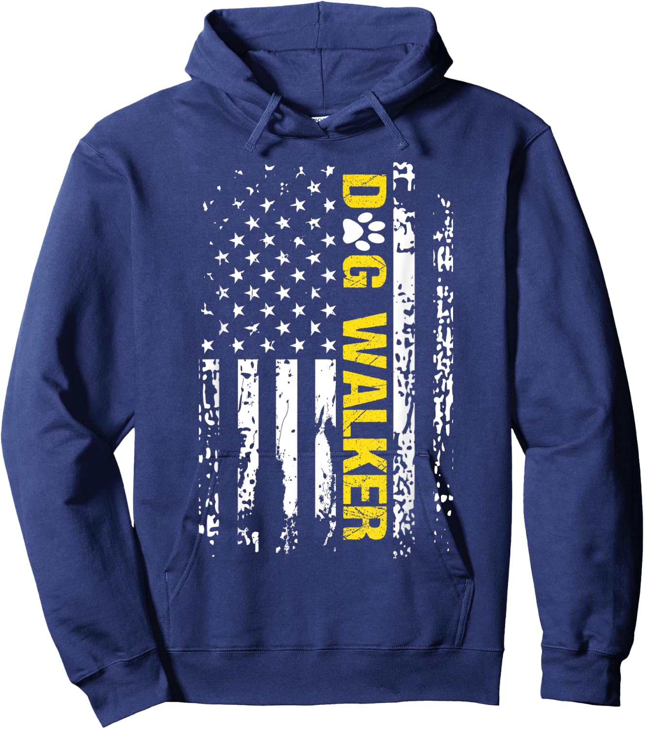 Dog Walker Shirt American Flag Patriotic Dog Walker Gift Hoodie - Hoodie | Navy