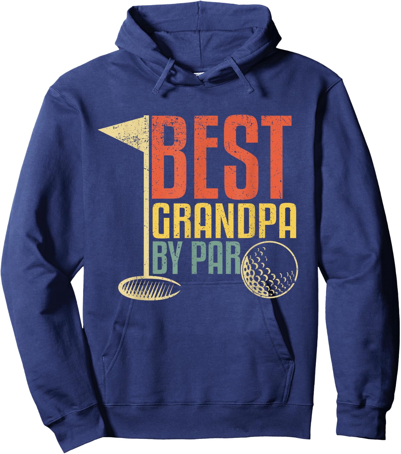 Best Grandpa By Par Retro Funny Golf Player Papa Fathers Day Hoodie - Hoodie | Navy