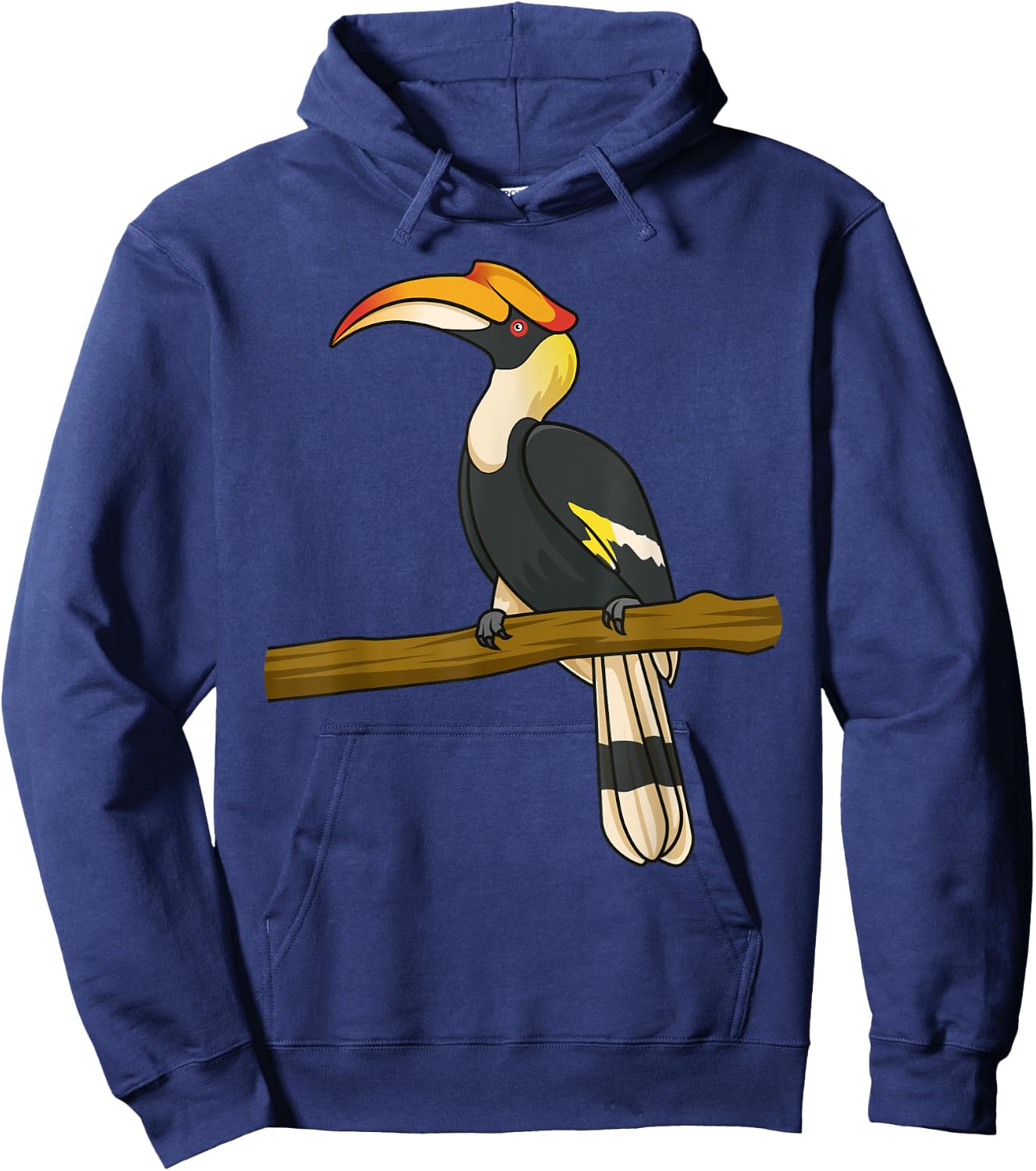 Tropical Hornbill sitting on a Tree Branch Hornbill Bird Hoodie - Hoodie | Navy