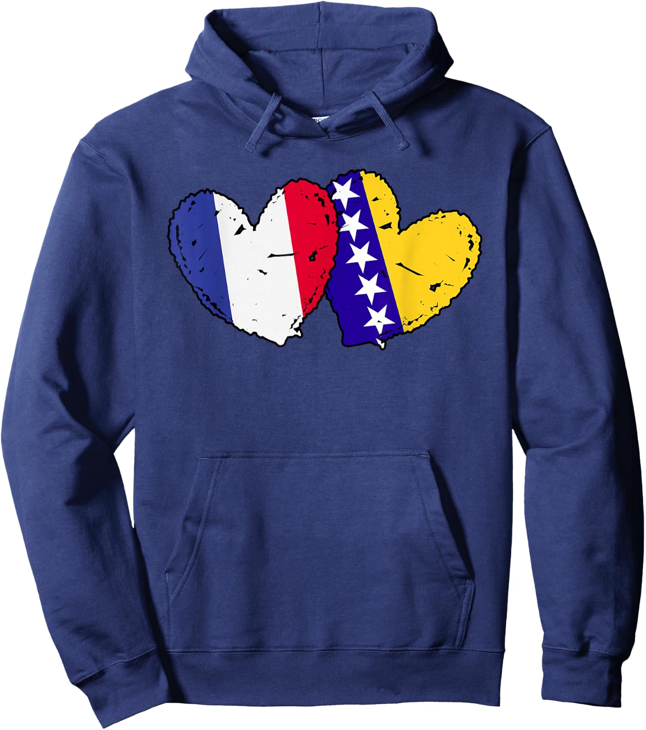 France Bosnia and Herzegovina Heart Flag French Bosnian Hoodie - Hoodie | Navy