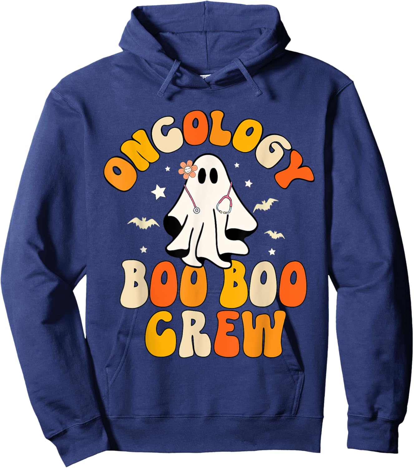 Groovy oncology Nurse Boo Boo Crew Ghost Nursing Halloween Hoodie - Hoodie | Navy