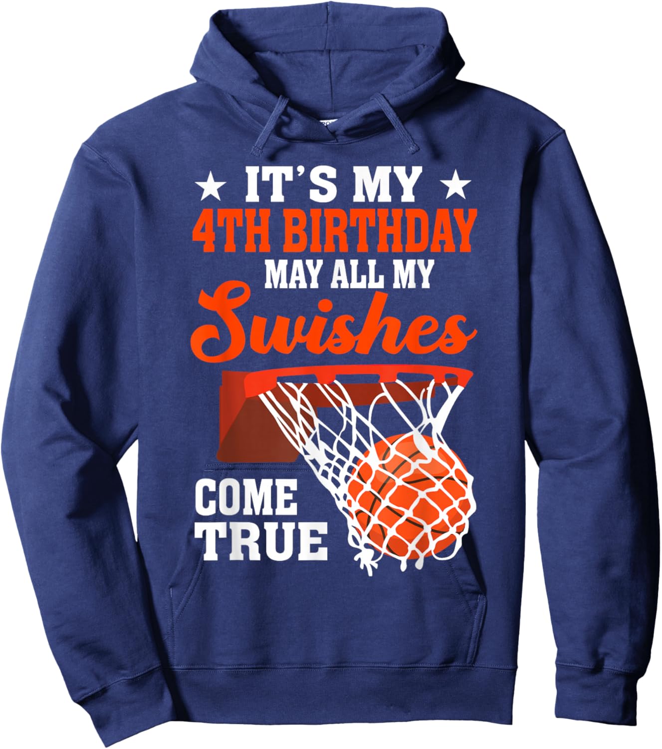 It's My 4th Birthday Basketball 4 Year Old Hoodie - Hoodie | Navy