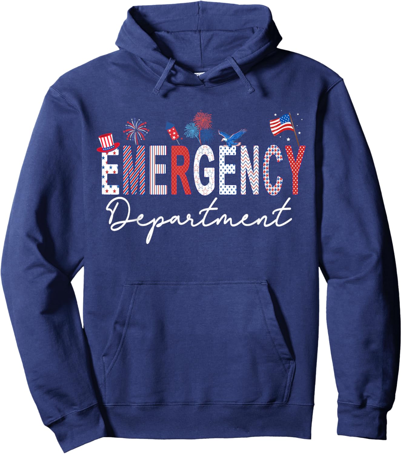 Emergency Department 4th of July USA Emergency Room Nurse Hoodie - Hoodie | Navy