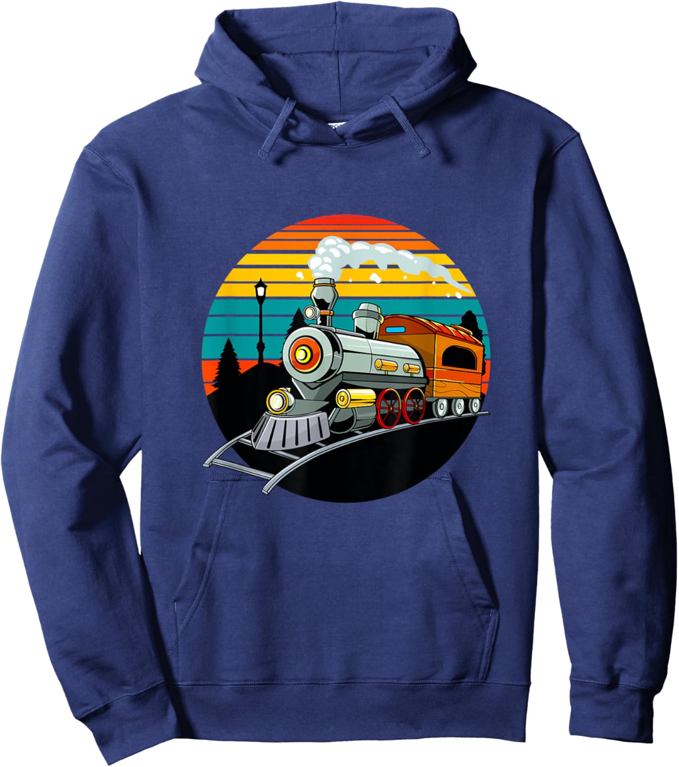 Train Lovers Retro Vintage Railroads Men Boys Kids Toddlers Hoodie - Hoodie | Navy