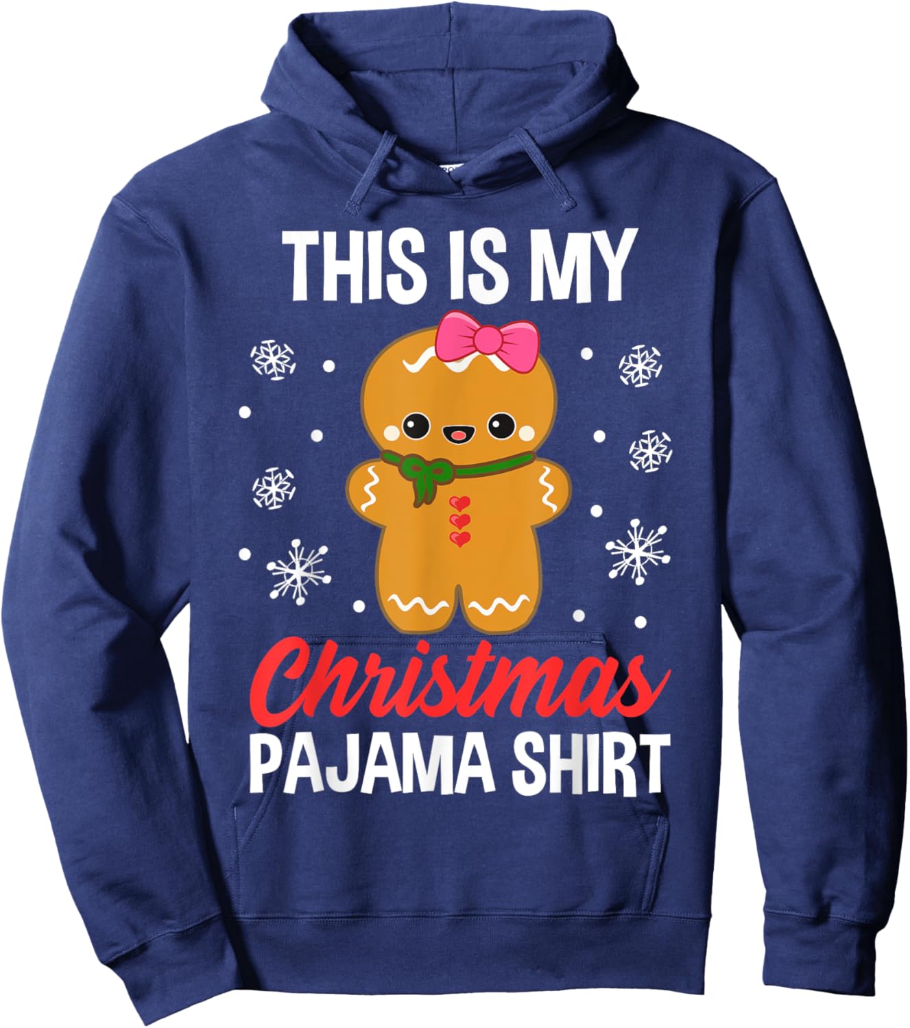 Funny Christmas Gingerbread Man Pajama Pj Outfit Girl Women Hoodie - Hoodie | Navy