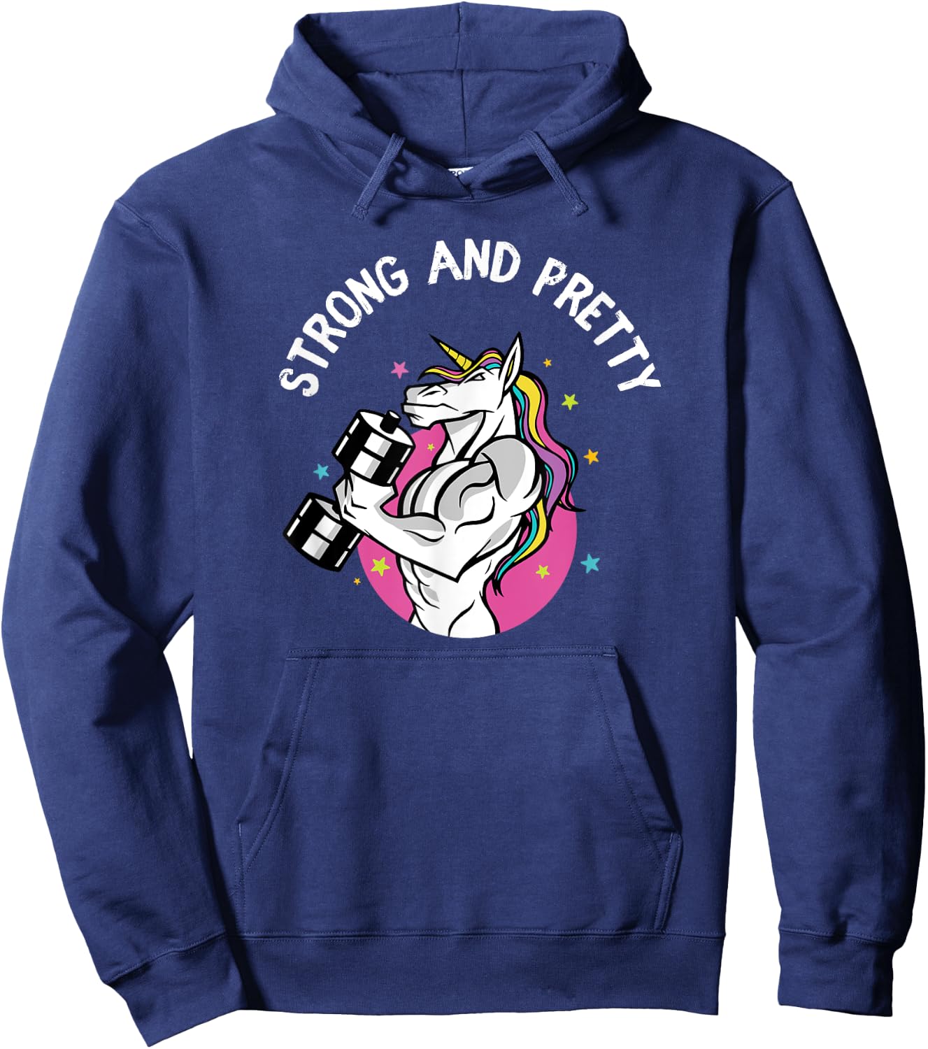 Strong Pretty Muscle Unicorn Weightlifting Fitness Workout Hoodie - Hoodie | Navy