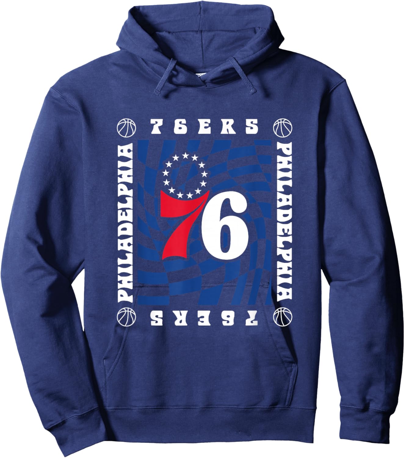 NBA Philadelphia 76ers Retro Checkerboard Wave Hoodie - Hoodie | Navy
