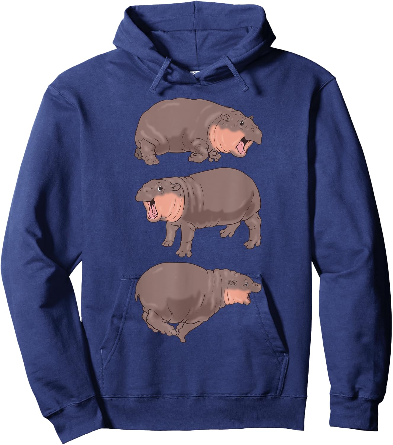 Moo Deng Hippo Shirt Baby Pygmy Hippo Bouncy Pork Funny Meme Hoodie - Hoodie | Navy