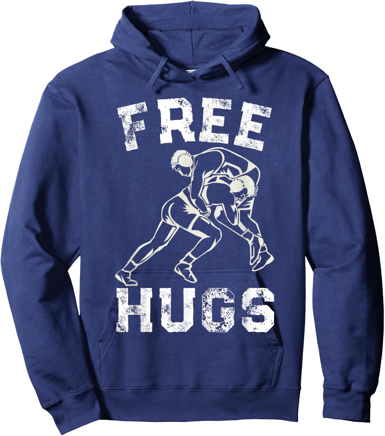 Funny Wrestling Humor Free Hug Wrestlers Distressed Hoodie - Hoodie | Navy
