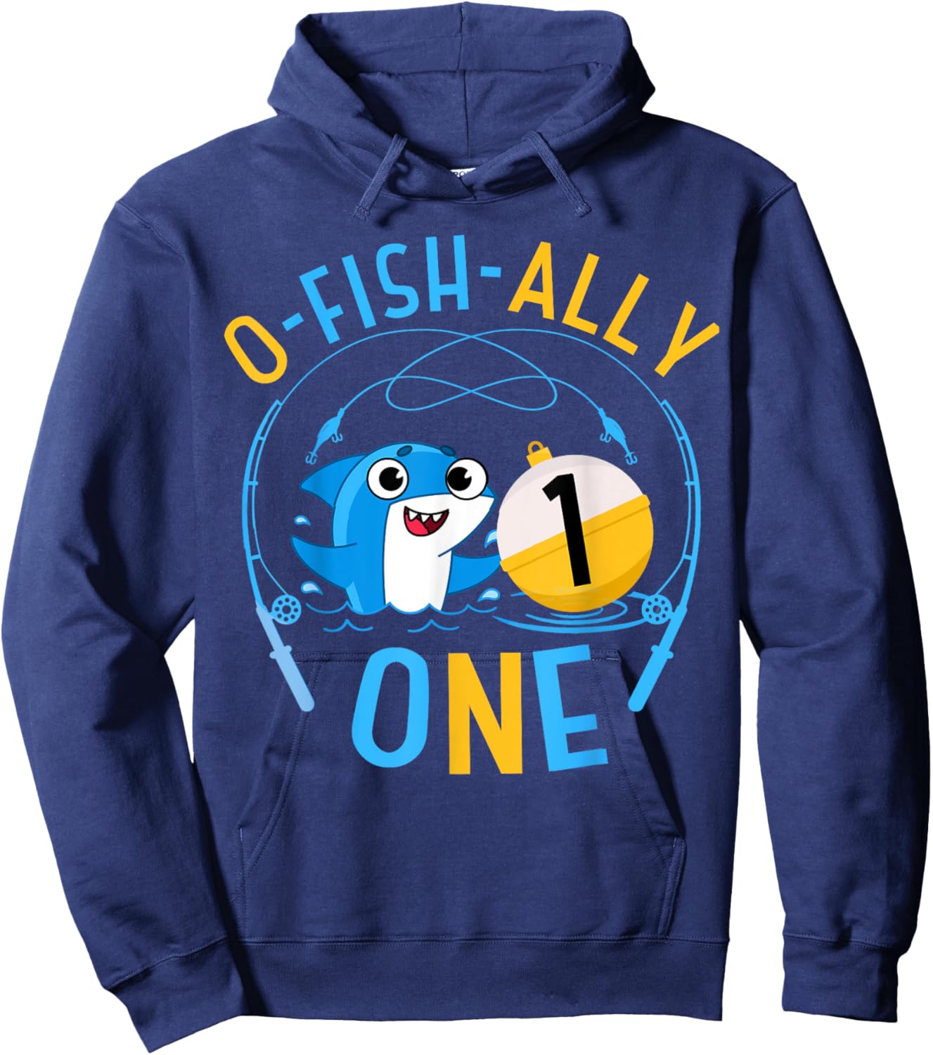 Ofishally One 1st Birthday Fishing Theme O-Fishally 1 Family Hoodie - Hoodie | Navy