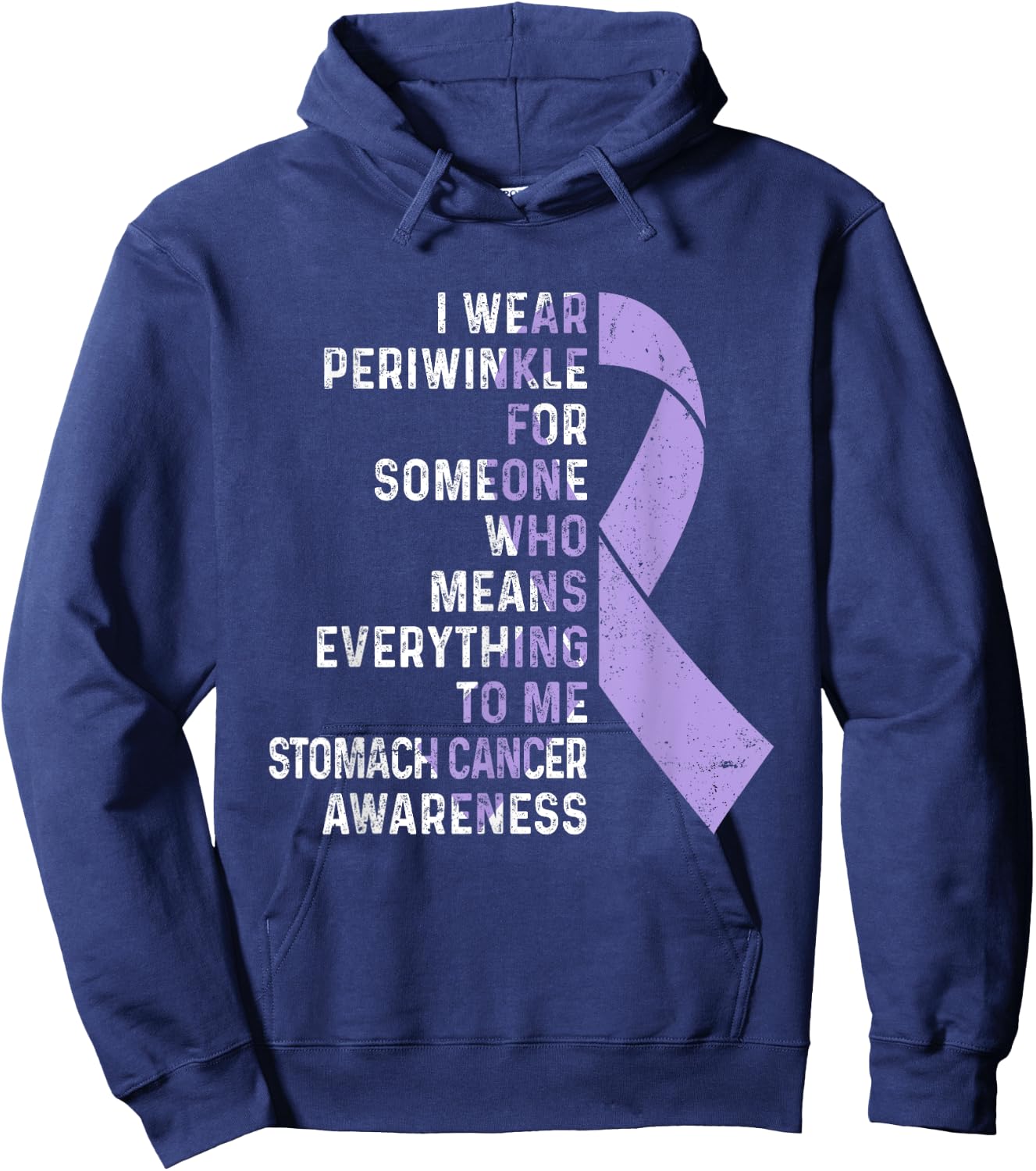 I Wear Periwinkle Ribbon Stomach Cancer Awareness Support Hoodie - Hoodie | Navy