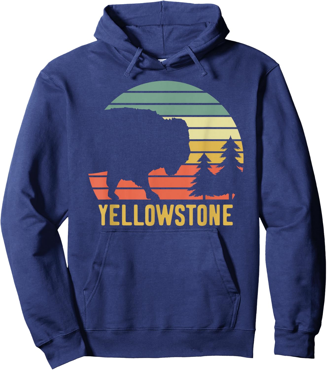 Yellowstone National Park Travel Buffalo Bison Vintage Hoodie - Hoodie | Navy