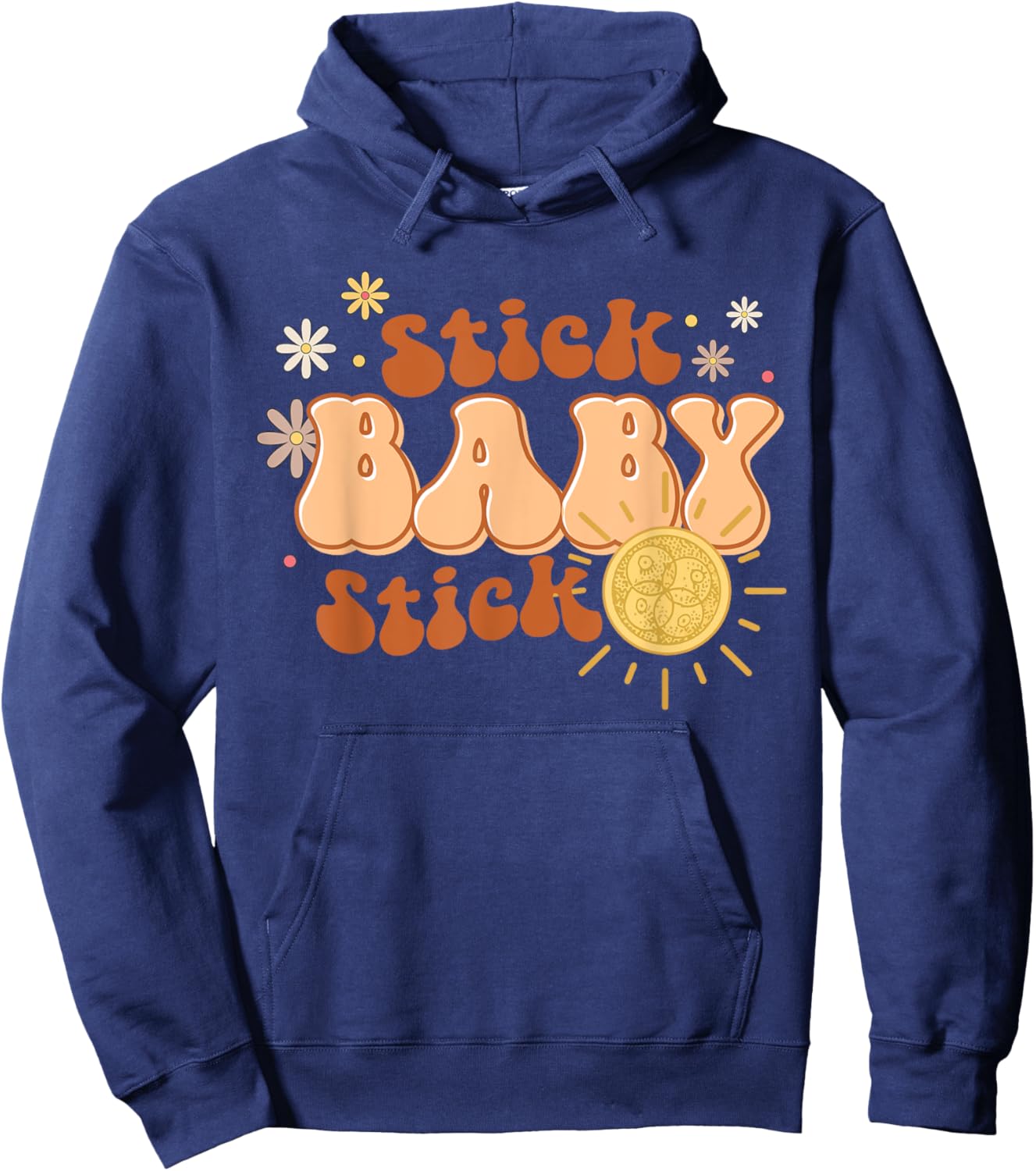 Retro Stick Baby Stick Funny IVF Transfer Day IVF Couple Hoodie - Hoodie | Navy