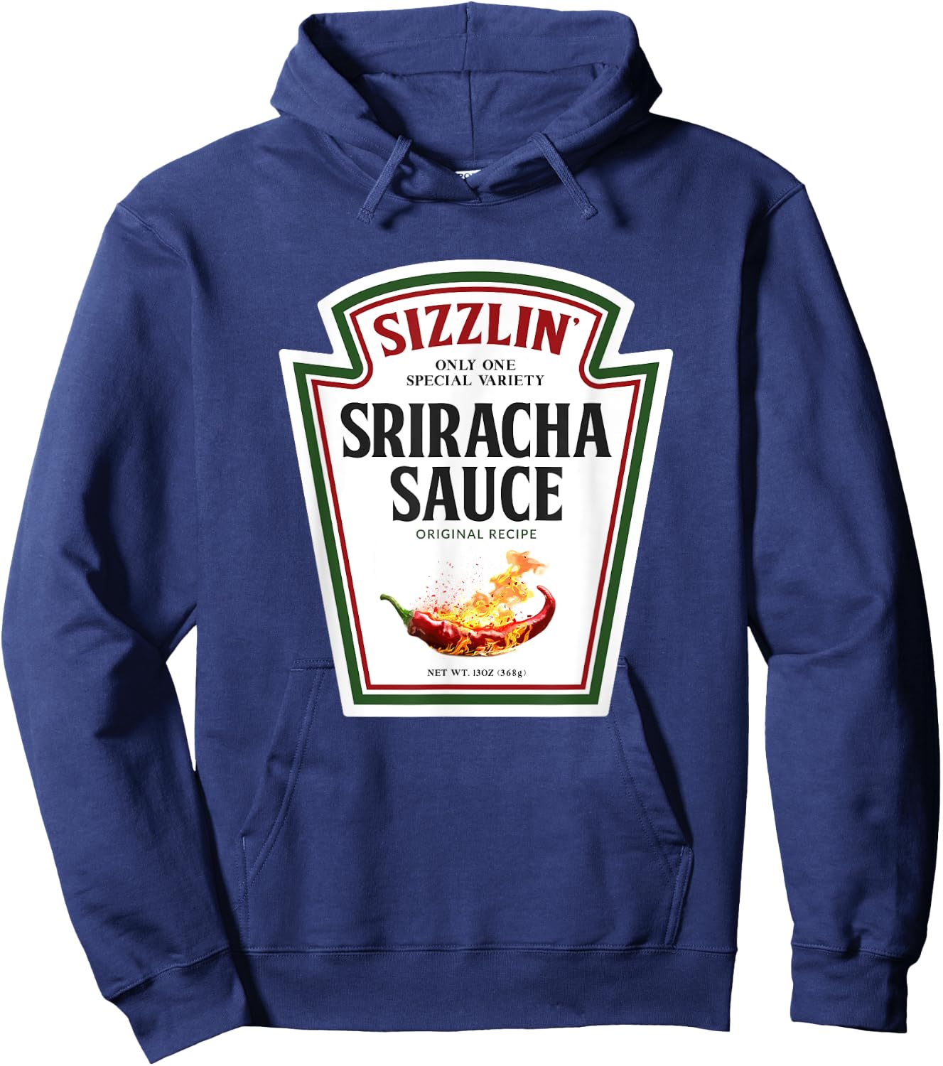 Sizzling Sriracha Sauce Funny Bottle Label Condiment design Hoodie - Hoodie | Navy