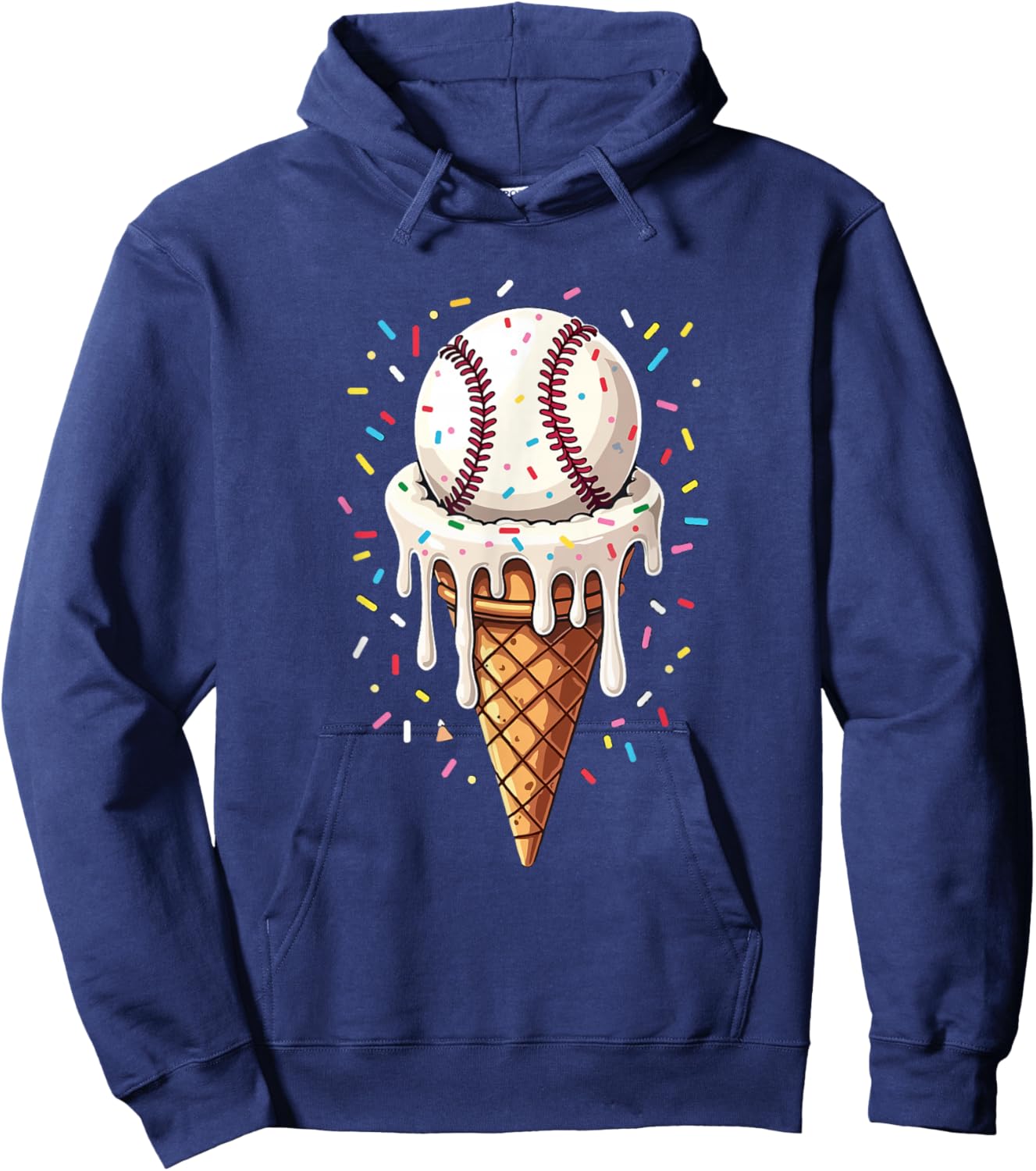 Baseball Drip Boys Ice Cream Cone Drip Baseball Hoodie - Hoodie | Navy