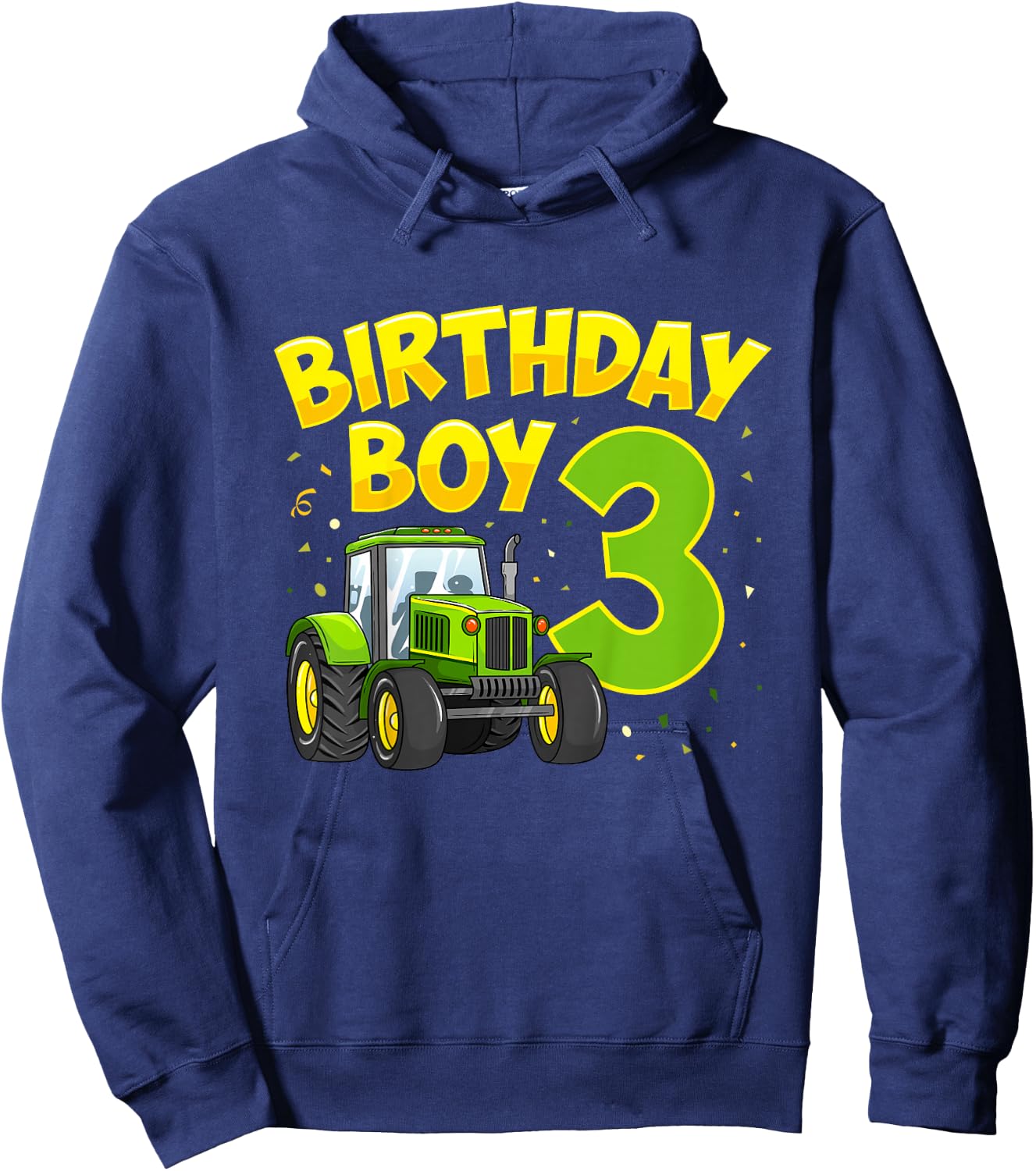 Kids 3rd Birthday Boy 3 Year Old Farm Truck Tractor Party Hoodie - Hoodie | Navy