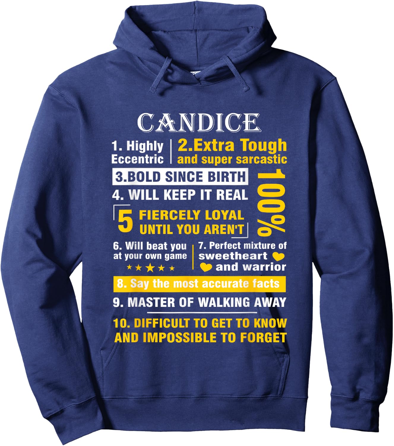 CANDICE Highly Eccentric 10 Facts Shirt First Name shirt Hoodie - Hoodie | Navy