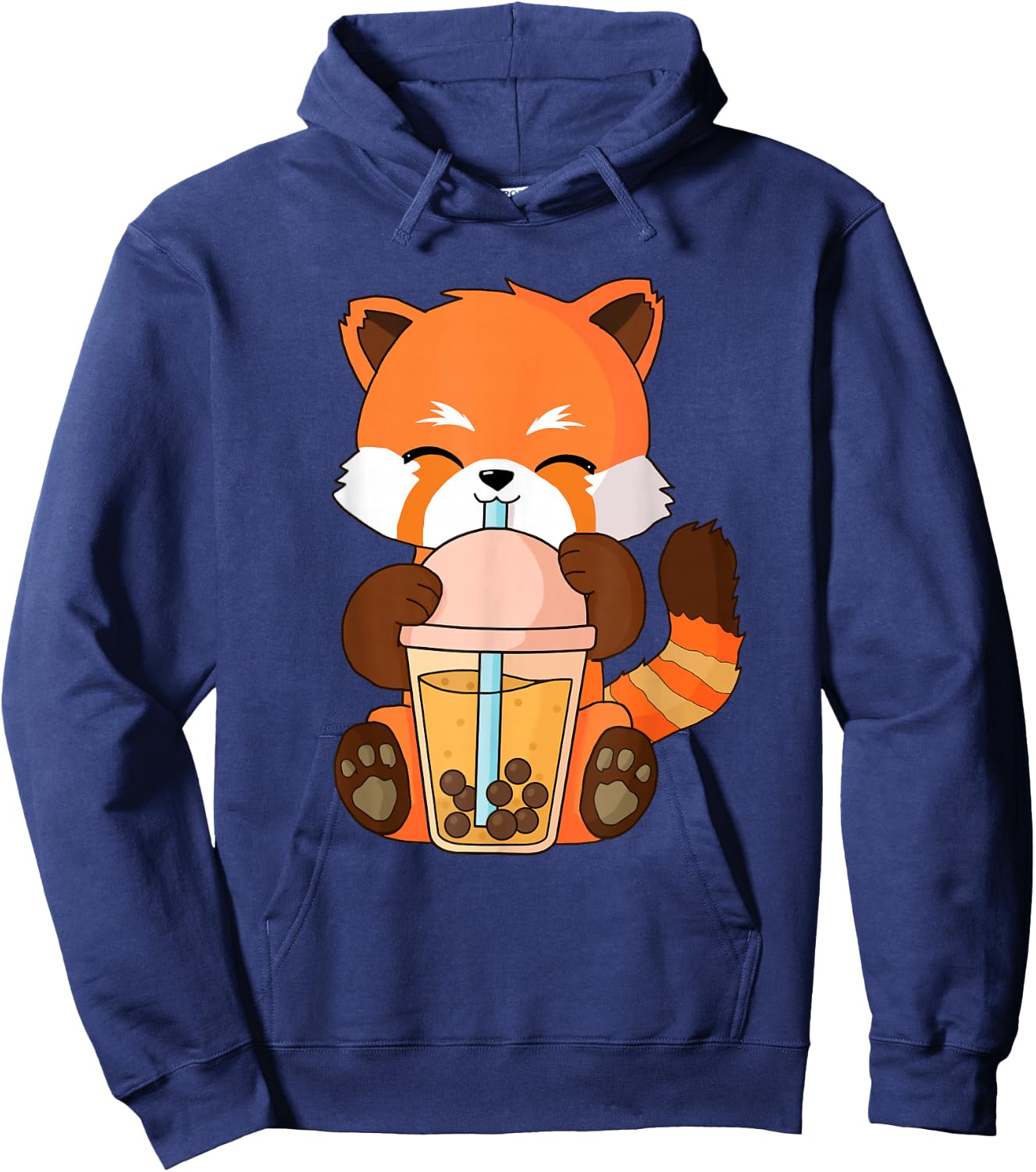 Cute Kawaii Red Panda Boba Tea Bubble Tea Anime Hoodie - Hoodie | Navy