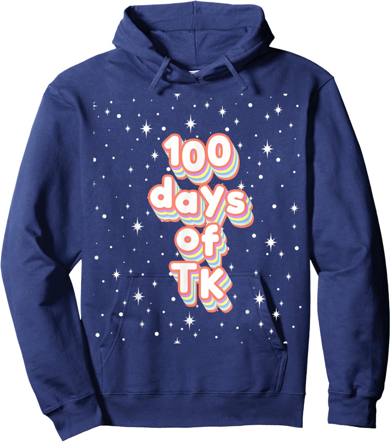 100th Day of School TK Cute 100 Days TK Midcentury Vintage Hoodie - Hoodie | Navy